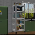 White Multi Tier Kitchen Storage Rack For Storing Microwave And Other Small Kitchen Gadgets