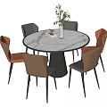 Modern Dining Table and Chair Combination Round Dining Table and Chair 3d model