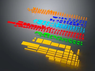 Colorful Modular Furniture Components With Various Shapes And Bright Color Tones 3d model