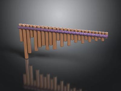 Wooden Xylophone With Purple Band And Hanging Wooden Keys For Home Decoration 3d model