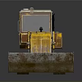 Yellow Bulldozer Model With Tracks Cab Blade And Worn Texture On Gray Background 3d model