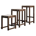 Minimalist Wooden Bar Stools In Different Heights With Brown Beige Color Options