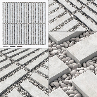 Modern cobblestone pavement 3d model