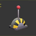 3D Rendered Joystick With Red Ball Top And Yellow Black Striped Base