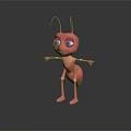 Pink 3D Cartoon Ant Character With Big Blue Eyes And Open Arms