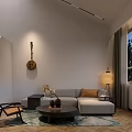 Hotel Guest Room Interior With Glass Shower Gray Tile Walls Wooden Vanity And Round Mirror