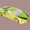 Vibrant Green Sports Car Featuring Sleek Aerodynamic Design And Black Racing Stripes