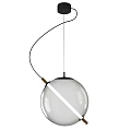 Modern Globe Pendant Light With Curved Black Cable And Glass Shade