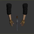 Tactical Revolver Weapon Held By Hands With Brown Leather Gloves Grip 3d model