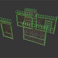 Multiple Metal Mesh Fence Panels With Spiked Tops For Scene Construction