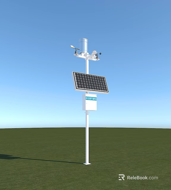 Roadside Traffic Monitoring Facility With Solar Panel Camera And Sensors 3d model 