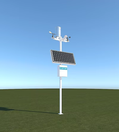 Roadside Traffic Monitoring Facility With Solar Panel Camera And Sensors 3d model