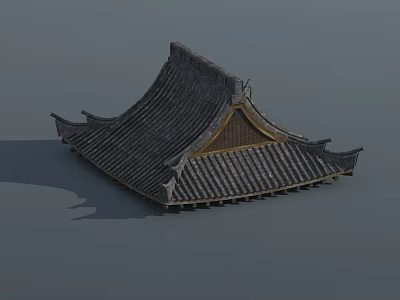 Traditional Chinese Architecture Roof With Curved Eaves And Tile Structure 3d model