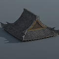 Traditional Chinese Architecture Roof With Curved Eaves And Tile Structure