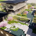 Modern Garden Landscape Design With Water Features Cherry Blossom Trees And Stone Pathways