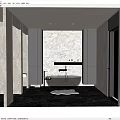 Modern Bathroom Interior Design With Blue Bathtub Marble Walls White Rug And Cabinets