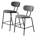 Modern Gray Bar Stools With Black Metal Frame And Comfortable Seating Design 3d model