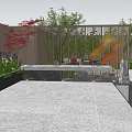 Cozy Roof Garden With Autumn Leaves Green Plants Outdoor Seating And Stone Paving