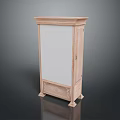 Light Colored Wooden Cabinet with Mirror and Carved Base Details in Traditional Style