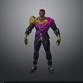 Man In Futuristic 3D Model Design With Purple Pink Outfit And Yellow Orange Shoulder Armor