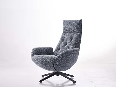 Gray Fabric Leisure Chair With High Backrest Wide Armrests And Swivel Base Modern Design 3d model