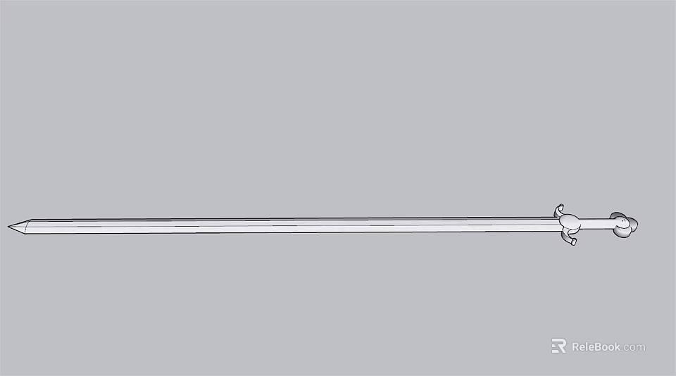 Traditional Long Sword Weapon With Slim Blade And Decorative Hilt 3d model 