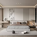 Modern Bedroom Interior Design With Comfortable Bed Area Rug Desk Chair And Wardrobe