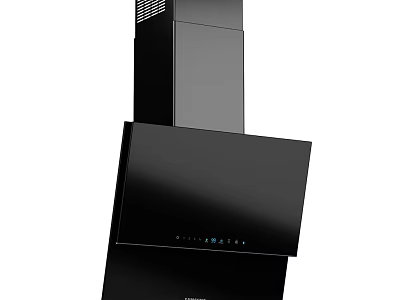 Black Modern Kitchen Range Hood With Sleek Surface And Control Panel 3d model
