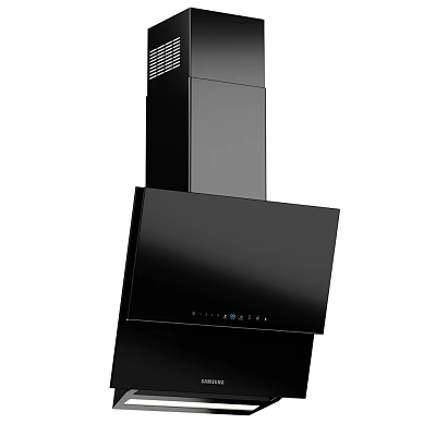 Black Modern Kitchen Range Hood With Sleek Surface And Control Panel 3d model
