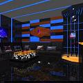 Modern KTV Room With Black Leather Sofas Union Jack Pillows Disco Ball And TV