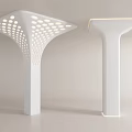 Modern White Decorative Columns Two Styles With Perforated Top And Illuminated Edge Design