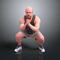 Man Doing Squats In Sleeveless Tank Top With Arm Tattoo And Sneakers