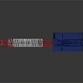 Tall Blue And Red Construction Crane Isolated On Gray Background