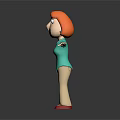 Game And Movie Character With Red Hair Green Top Beige Pants Red Shoes Arms Outstretched