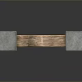 Decorative Wooden Frame Structure With Stone Base And Blue Floral Pattern