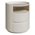 Beige Modern Bedside Table With Two Drawers Minimalist Design For Bedroom Storage