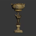 Golden Decorative Goblet with Intricate Floral Patterns on Tall Stem and Ornate Base
