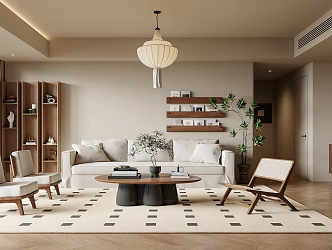 Guest Restaurant Sofa Coffee Table Dining Table and Chair Side Cabinet Chandelier Single Chair 3d model
