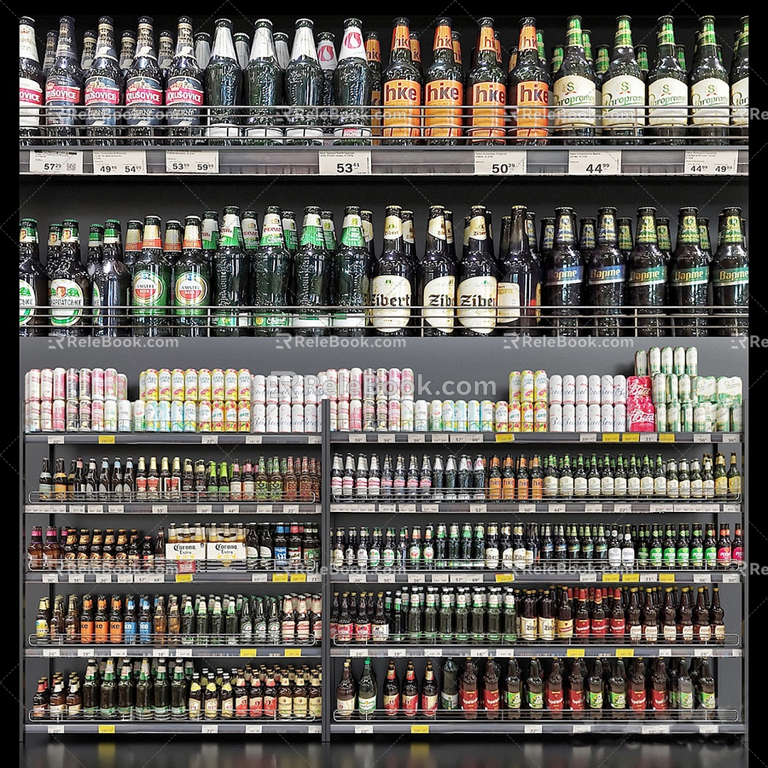 Modern Wine Supermarket Shelf Wine Drinks model