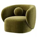 Beige Single Sofa With Fluffy Texture Round Shape And Spherical Cushion