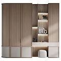 Modern Wardrobe Interior Design With Storage Shelves And Wooden Drawer Lighting