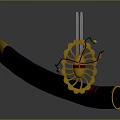 Traditional Samurai Sword Weapon With Silver Blade Red Gold Hilt And Black Scabbard