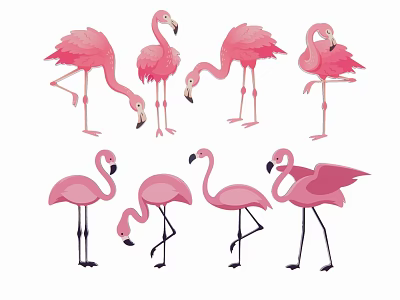 Modern Cartoon Flamingo Silhouette 3d model