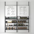 Retail Display Shelves With Artisanal Tea And Extreme Espresso Product Arrangement