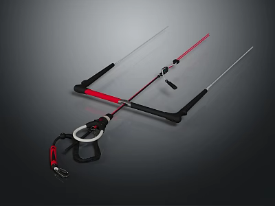 Red And Black Ski Poles Premium Sports Equipment Featuring Lightweight Design And Ergonomic Handles 3d model