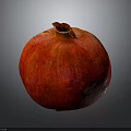 Fresh Juicy Ripe Red Pomegranate With Smooth Glossy Surface On Neutral Gray Background