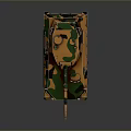 Military Camouflage Tank with Orange Green Black Pattern Turret And Tracks On Dark Background