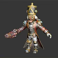 Nutcracker Soldier Character In Red Military Uniform With Ornate Hat And Mechanical Weapon