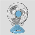 Modern Blue Electric Fan with Blue Base Black Metal Grill and Control Panel