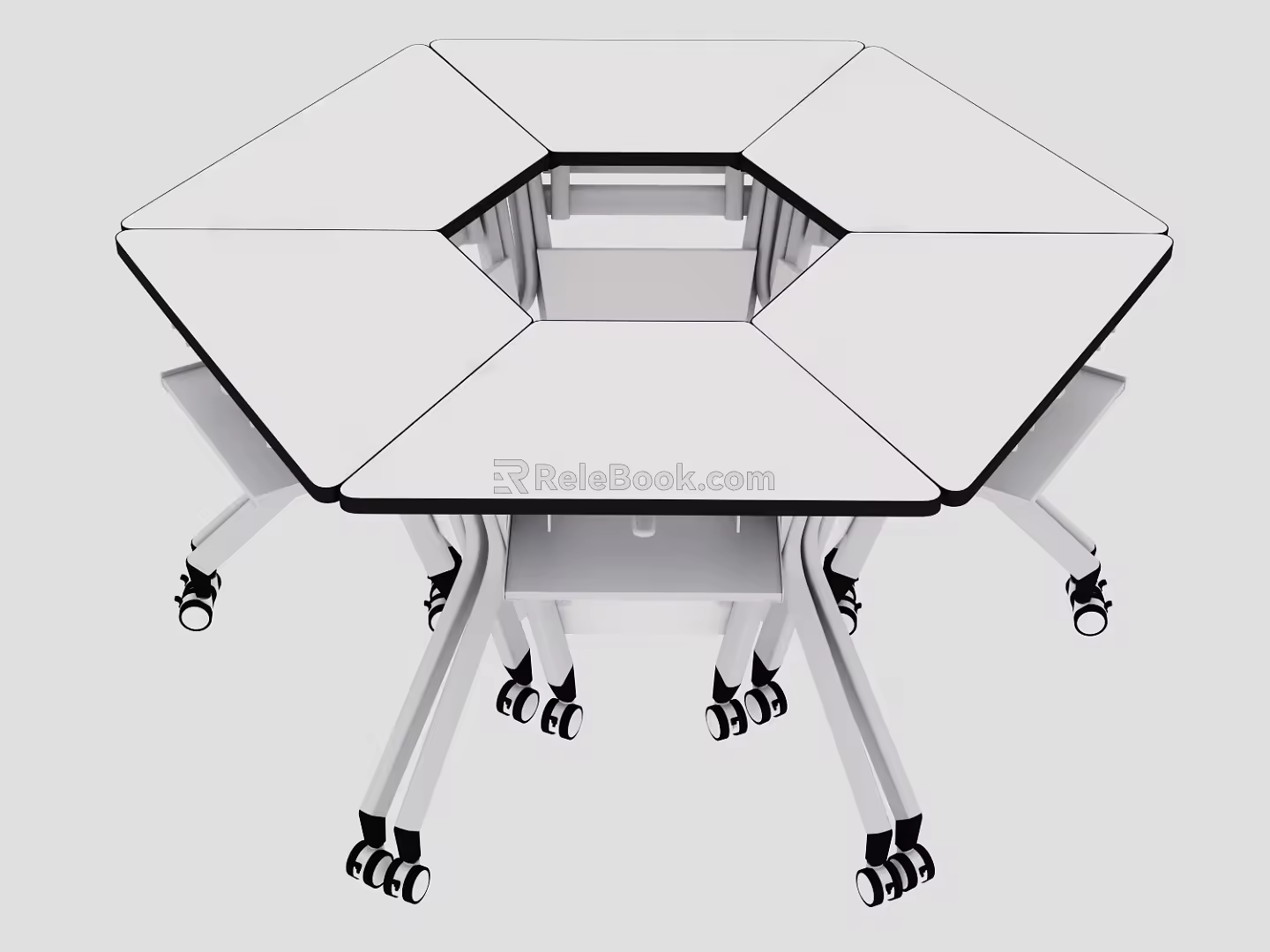 Student Table and Chair Splicing Table Combination Table and Chair Hexagonal Table Round Table 3d model